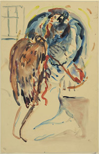 Kunstneren skadded øye. Knelende kvinnnelig akt med øye [L’œil malade de l’artiste. Nu agenouillé avec un aigle], 1930