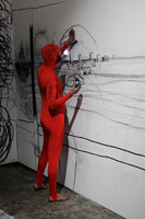 Performance by Nikhil Chopra, in the exposition, Centre Pompidou, May 2011