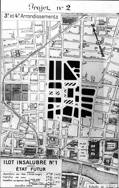 Vue arienne du quartier avant la construction du Centre Pompidou