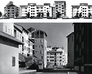 Mario Ridolfi et Ludovico Quaroni. Immeubles d'habitations Ina-Casa, rue Tiburtina, Rome, 1950-1954