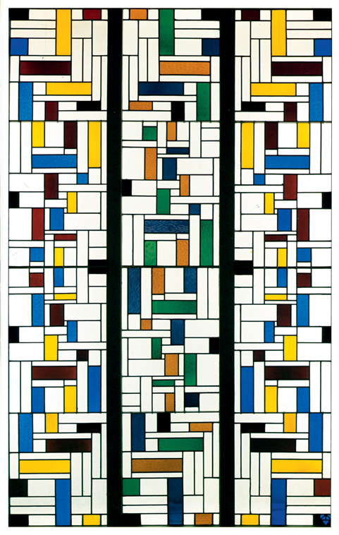 Theo Van Doesburg, Composition en vitrail IV (destiné à la maison De Lange à Alkmaar), 1917